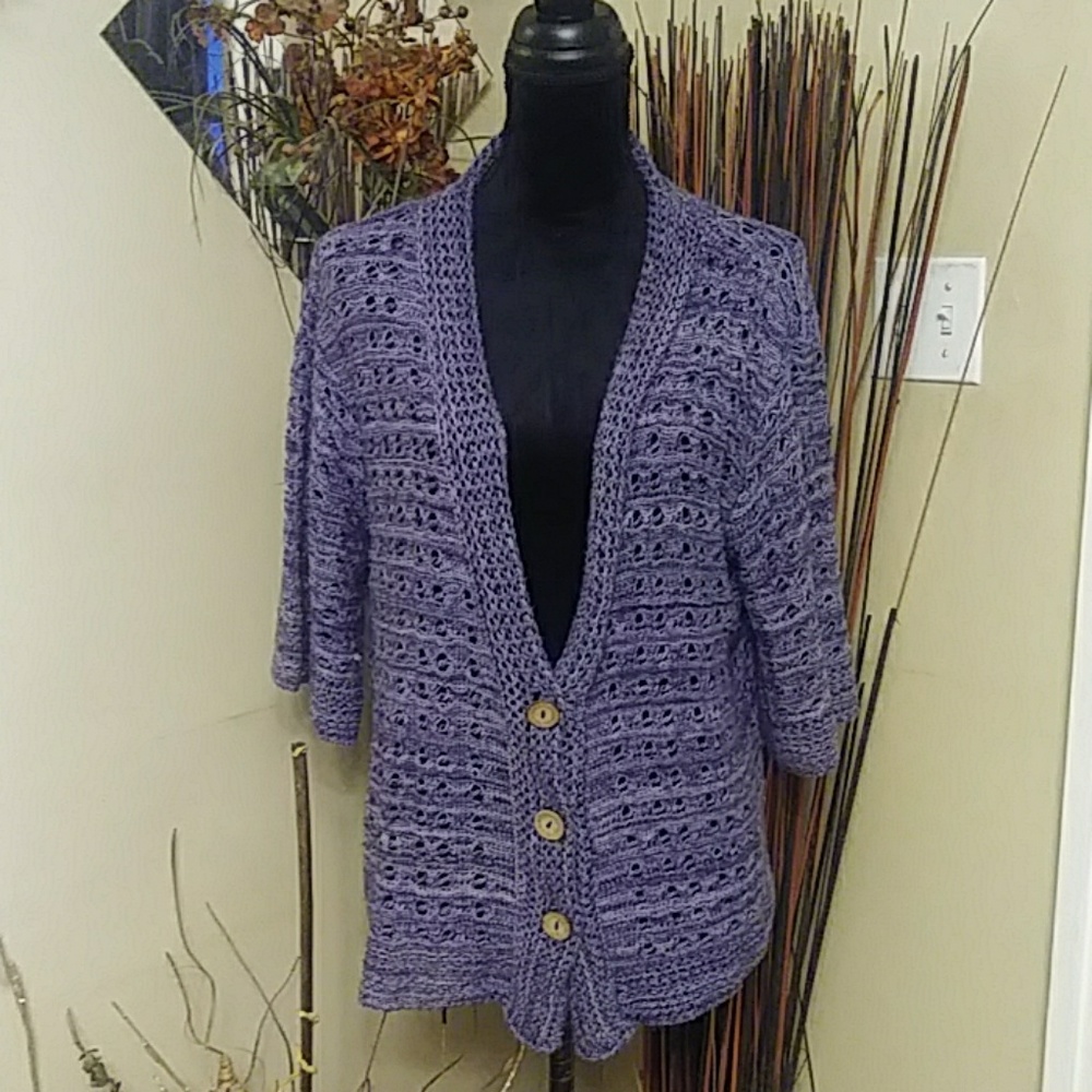 Coldwater Creek Purple Cardigan Sz L